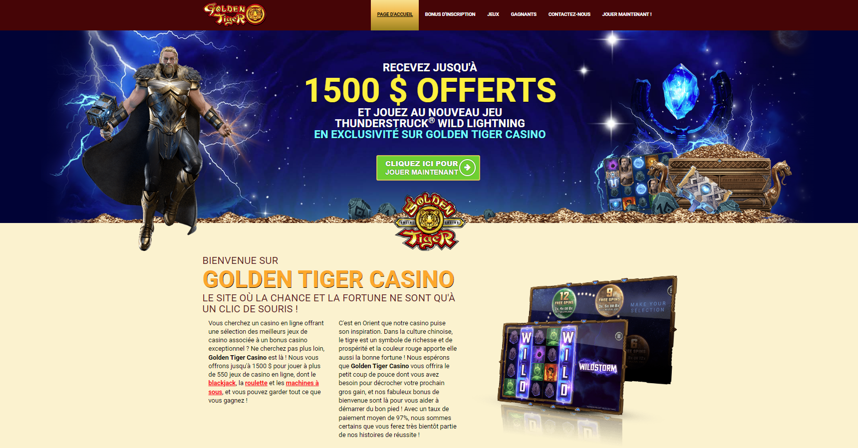 Golden Tiger Casino Bonus Bienvenue